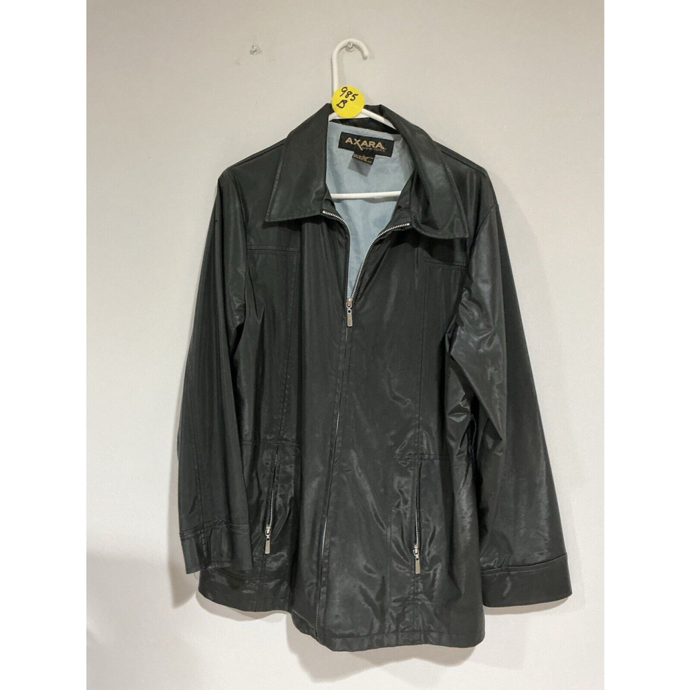 Woman’s Axara Ny Size Large Black Zip Up Lined Polyurethane Nylon Jacket